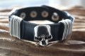 Armband leer skull zwart